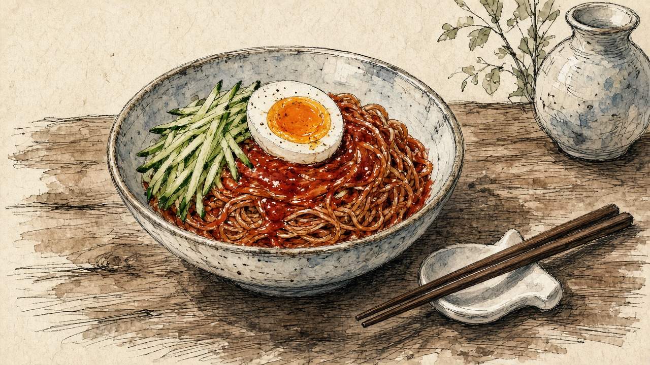 비빔국수 일러스트