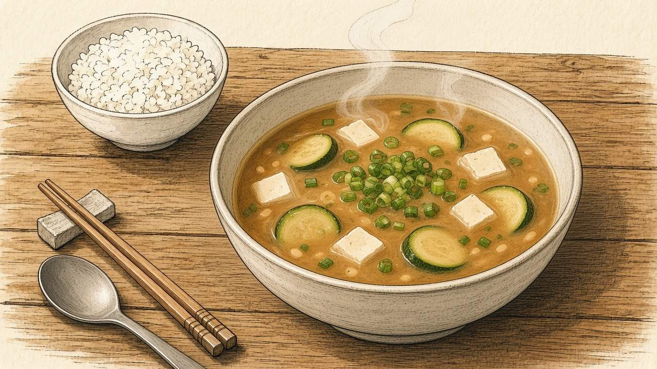 애호박된장국 일러스트