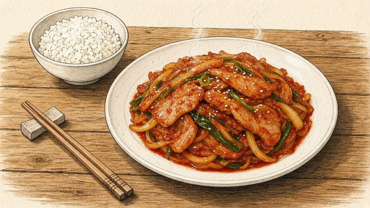 제육볶음 일러스트